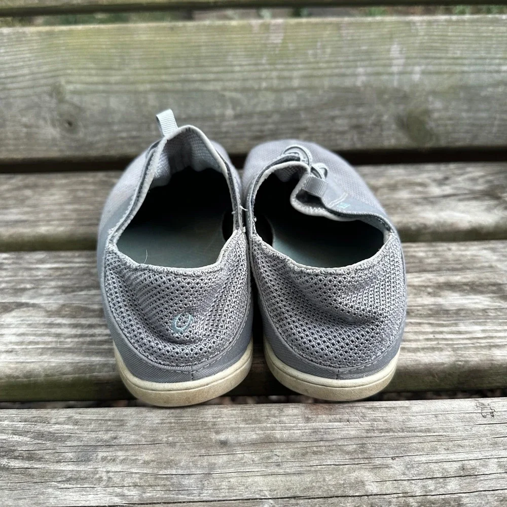 OluKai Nohea Moku Mens Fog Gray Mesh Boat Shoe Sneakers Size 9.5 Preppy Nautical